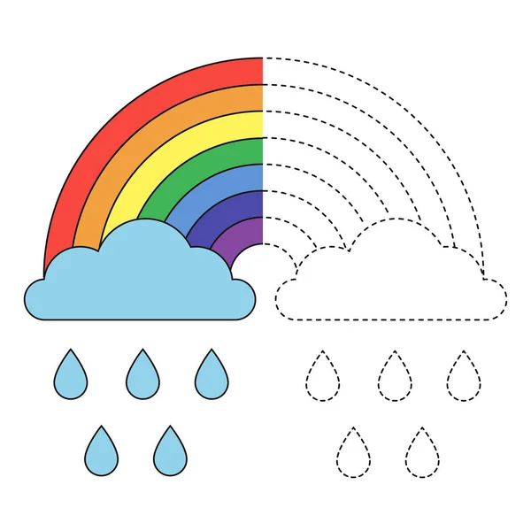 Hoja Trabajo Dibujo Vectorial Para Niños Preescolares Con Fácil Nivel — Vector de stock