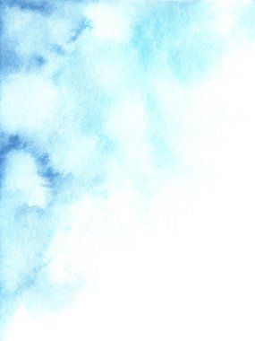 Suluboya mavi ve beyaz degrade arka plan tasarımınız için el boyalı