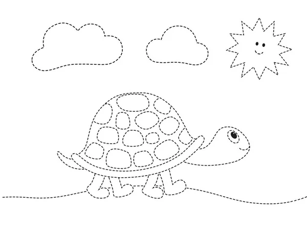 矢量绘图工作表为学龄前儿童容易游戏难度水平 简单的儿童教育游戏 幼儿海龟例证 — 图库矢量图片
