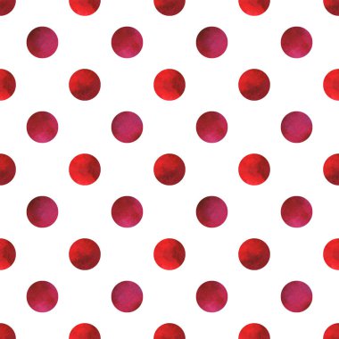 Beyaz arka plan üzerinde izole şarap renklerde suluboya daireler ile seamless modeli el boyalı