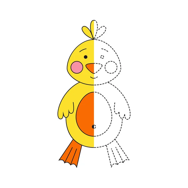 Juego Educativo Simple Para Los Niños Ilustración Vectorial Pato Divertido — Vector de stock