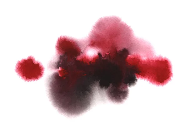 Υδατογραφία Αφηρημένη Κόκκινο Και Μαύρο Κηλίδες Λευκό Φόντο Για Σχεδιασμό — Φωτογραφία Αρχείου