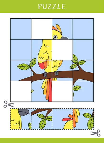 Puzzle Dla Dzieci Prosta Gra Edukacyjna Cięcie Klej Ilustracja Wektora — Wektor stockowy