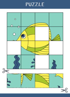 Çocuklar için bulmaca. Basit bir eğitim oyunu. Kes ve yapıştır. Vektör illüstrasyonu