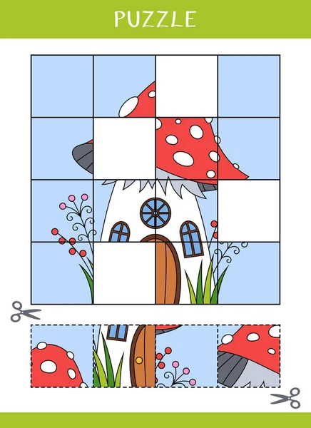 Puzzle Pour Enfants Simple Jeu Éducatif Couper Coller Illustration Vectorielle — Image vectorielle