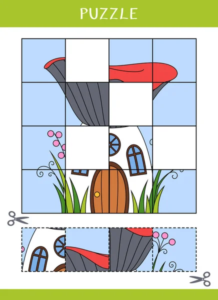 Puzzle Pour Enfants Simple Jeu Éducatif Couper Coller Illustration Vectorielle — Image vectorielle