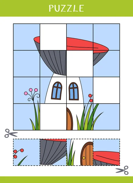 Puzzle Pour Enfants Simple Jeu Éducatif Couper Coller Illustration Vectorielle — Image vectorielle