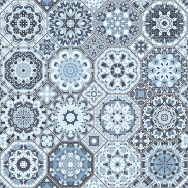 Mavi çinileri kümesi.