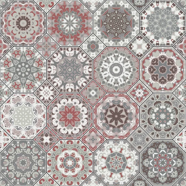 Ensemble de motifs octogonaux et carrés . — Image vectorielle