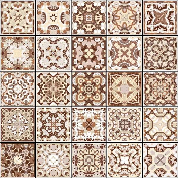 Una colección de azulejos de cerámica en colores marrones . — Archivo Imágenes Vectoriales