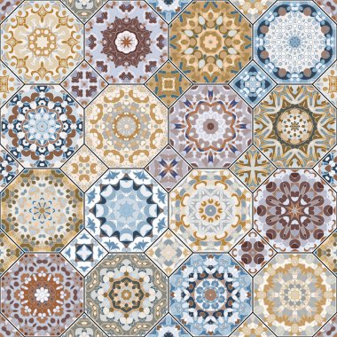 Vektör sorunsuz Arapça desenleri kümesi. Sekizgen ve kare süsler topluluğu. Dekorasyon ve tasarım öğeleri için Tekstil, kitap kapakları, üretim, baskı, hediye paketi.