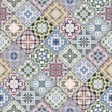 Mozaik kümedeki soyut desenler.