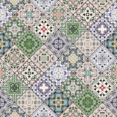 Mozaik kümedeki soyut desenler.