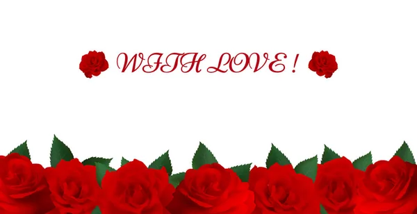 Poziome Podłoże Wykonane Jasne Czerwone Róże Karty Kwiatami Dla Gratulacje — Wektor stockowy