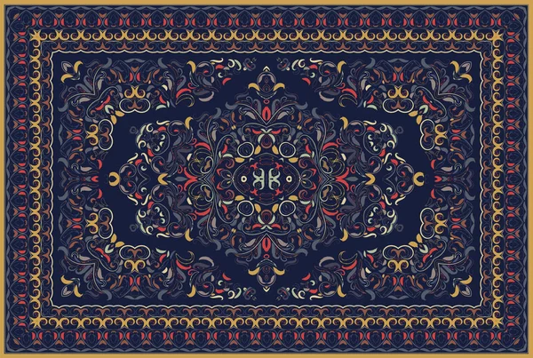 Vintage Arabic Pattern Persian Colored Carpet Rich Ornament Fabric Design — Stock Vector