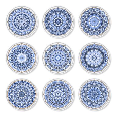 Dokuz dekoratif kaplamalar kümesi