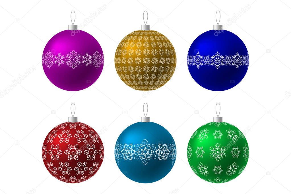Christmas balls with ornate ornament