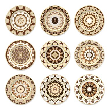 Dokuz dekoratif kaplamalar kümesi