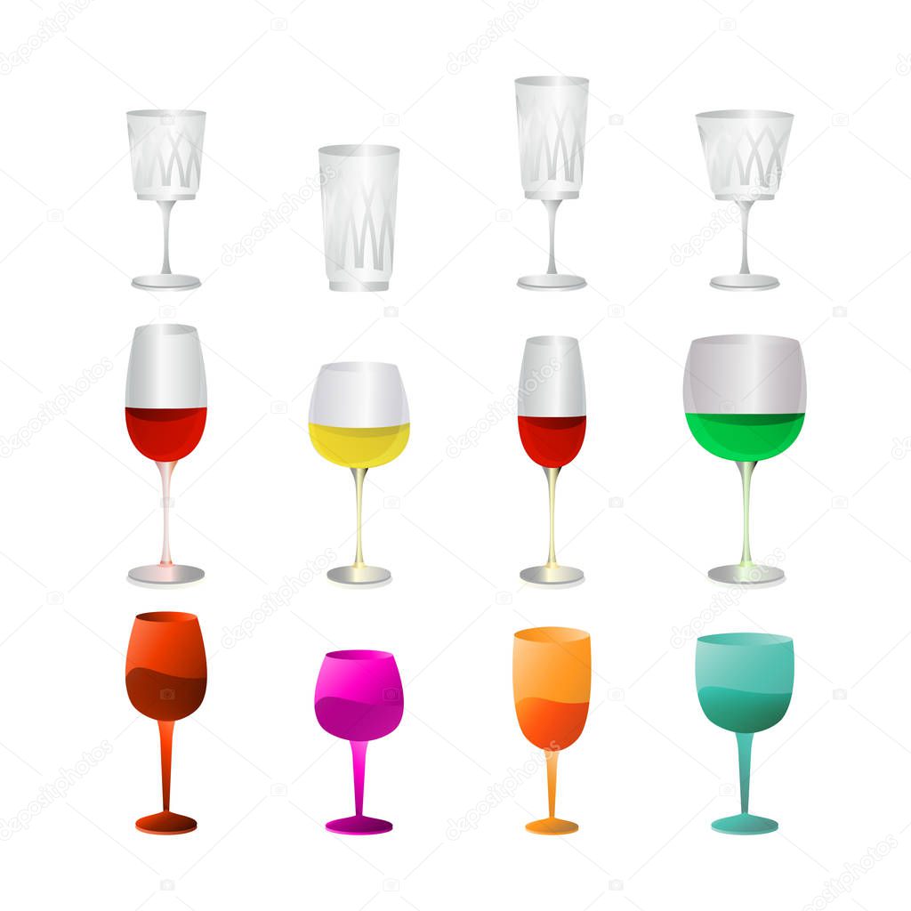 Isolated colorful glass goblets
