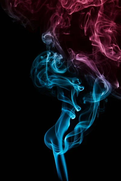 Fumo Blu Rosso Sfondo Nero — Foto Stock