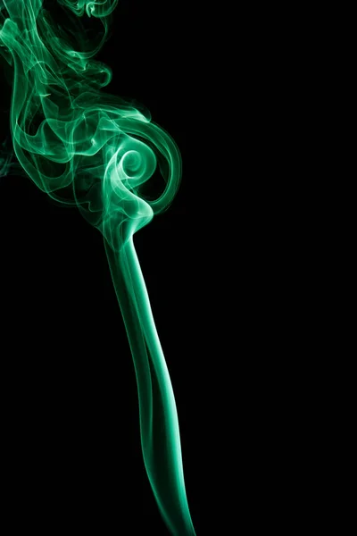 Wavy Green Smoke Black Background — Stock Photo, Image