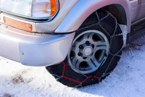 Correntes Neve Para Carro Roda — Fotografia de Stock
