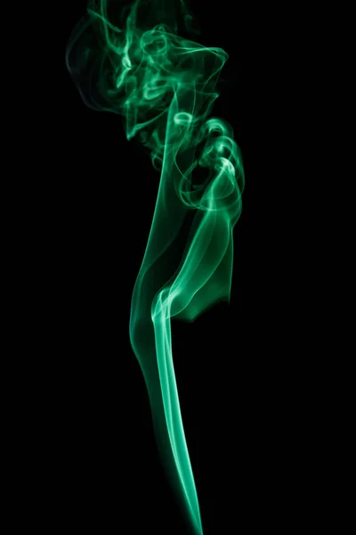 Wavy Green Smoke Black Background Stock Picture