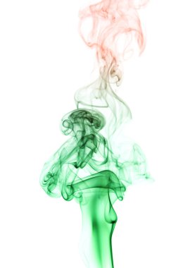 Hareket yeşil beyaz bir arka plan üzerinde duman