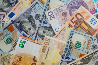 dolar ve Euro dan arka plan rastgele dağılmış