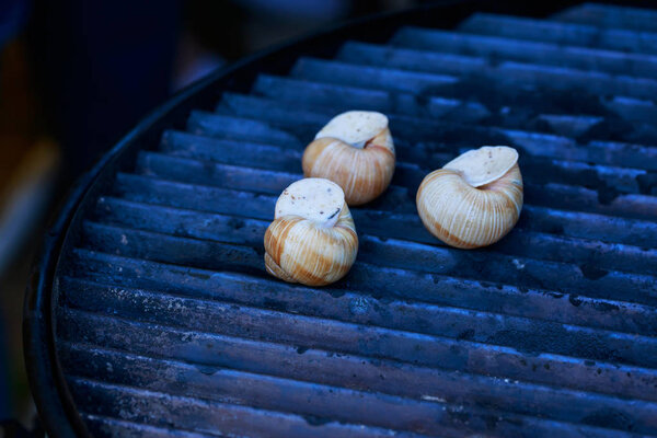 Жареные улитки с чесноком
