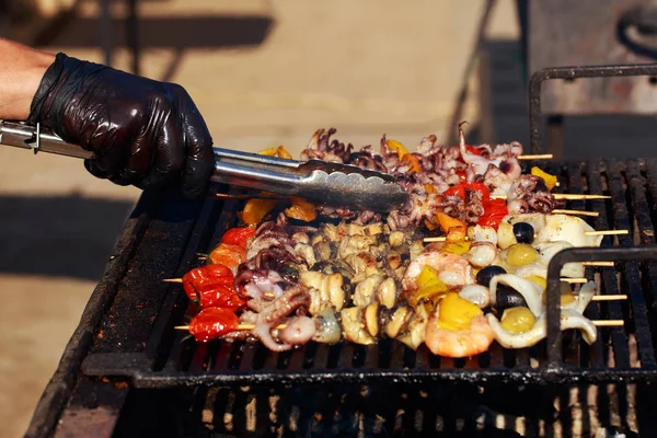 O kebab de frutos do mar — Fotografia de Stock