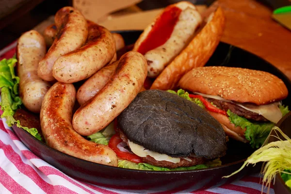 The grilled sausages