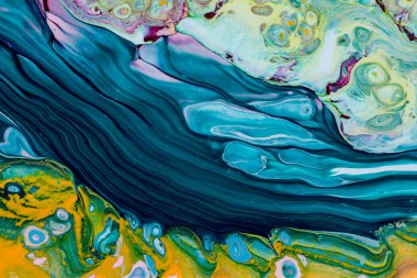 Sarı ve akrilik tonlardaki akrilik boyanın soyut arkaplanı