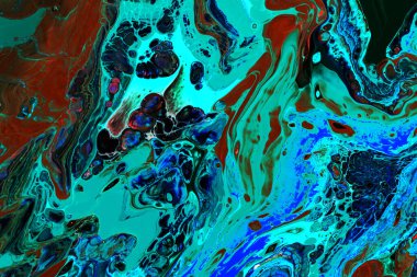 Yeşil ve kahverengi tonlarda akrilik boyanın soyut arkaplanı