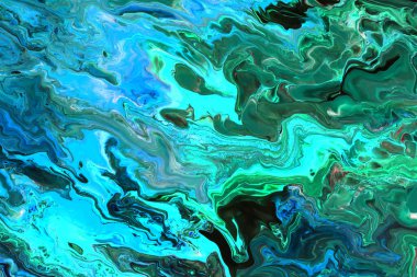 Akaramarin tonlarındaki akrilik boyanın soyut arkaplanı