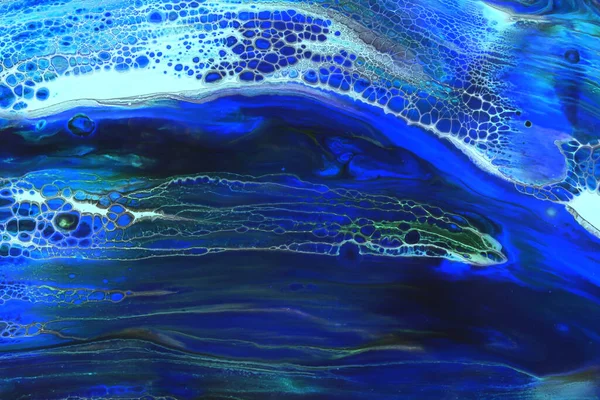 Fundo Abstrato Tinta Acrílica Tons Azuis Aquamarinos — Fotografia de Stock