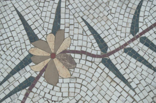 马赛克瓷砖上的树木、花草和花卉设计 — 图库照片