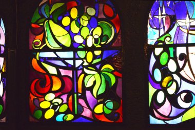 Renkli desenler ile Vintage vitray pencereler.