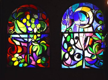 Renkli desenler ile Vintage vitray pencereler