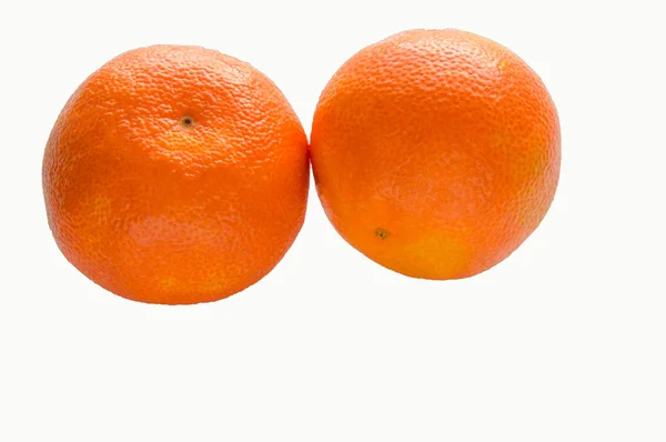 Due Mandarini Isolati Fondo Bianco — Foto Stock