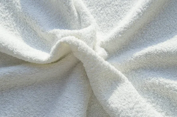 Λευκό Terry Μαλακή Πετσέτα Για Θεραπείες Spa Υφή Φόντο — Φωτογραφία Αρχείου