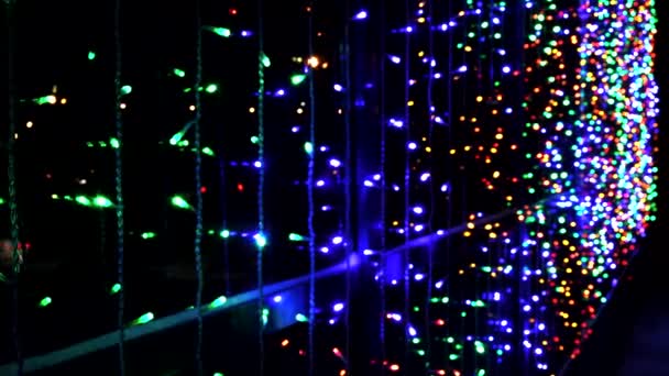 Iluminación Multicolor Nocturna Edificio Oficinas Decoración Con Guirnalda Led Para — Vídeos de Stock