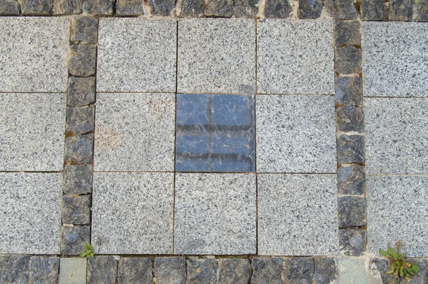Tipico Mosaico Sul Pavimento Piastrelle Ceramica Quadrati Diamanti Disegno Grigio — Foto Stock