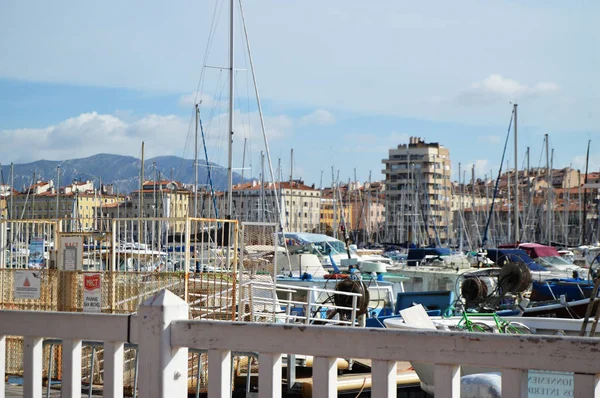 Paesaggio Urbano Marsiglia Vicino Vieux Port Luxury Yachts Boats Marsiglia — Foto Stock