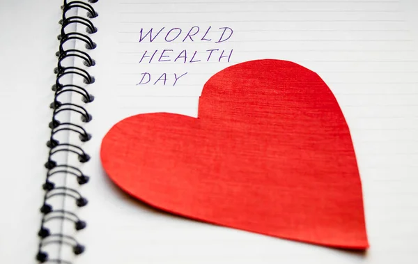 Concept de soins de santé médicaux, accent sélectif, mots sur Notepad Journée mondiale de la santé — Photo