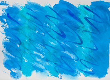 Suluboya raster deniz arka plan degrade mavi, turkuaz, kapak düzeni ve tasarım için pürüzsüz çizgiler çizgiler ile yeşil