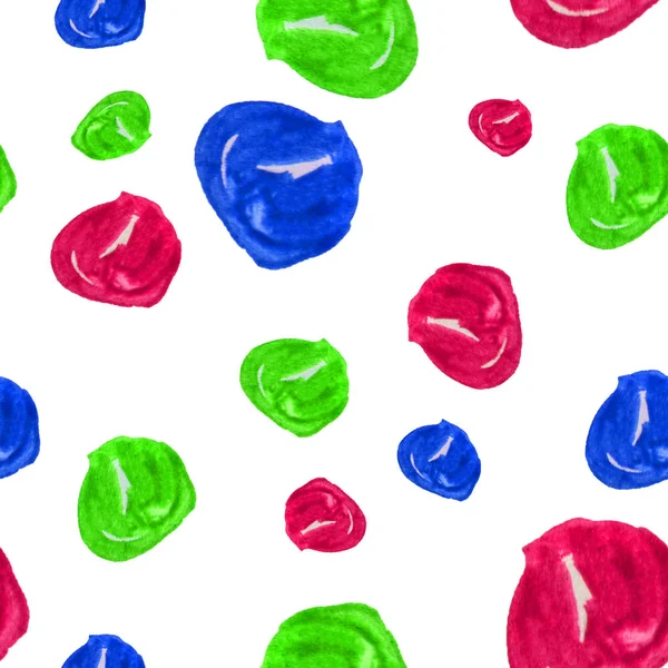 Ручной рисунок бесшовного акварельного фона с изображением разноцветных бусин на белом фоне. Красочные иллюстрации Декоративные обои — стоковое фото