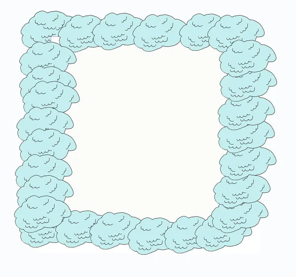 illustration, hand drawn sketch clouds in bubble shape Doodle frames-frame with copy space from clouds on white background