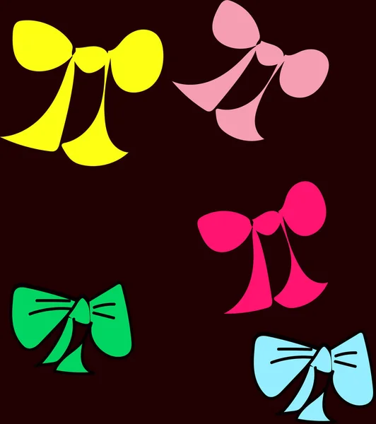 Set of colorful cute knotted bows on isolated black background — Stock Photo, Image