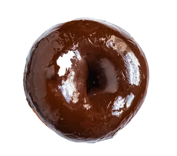 Ein Schokoladen Donut Isoliert Auf Weißem Hintergrund Draufsicht — Stockfoto